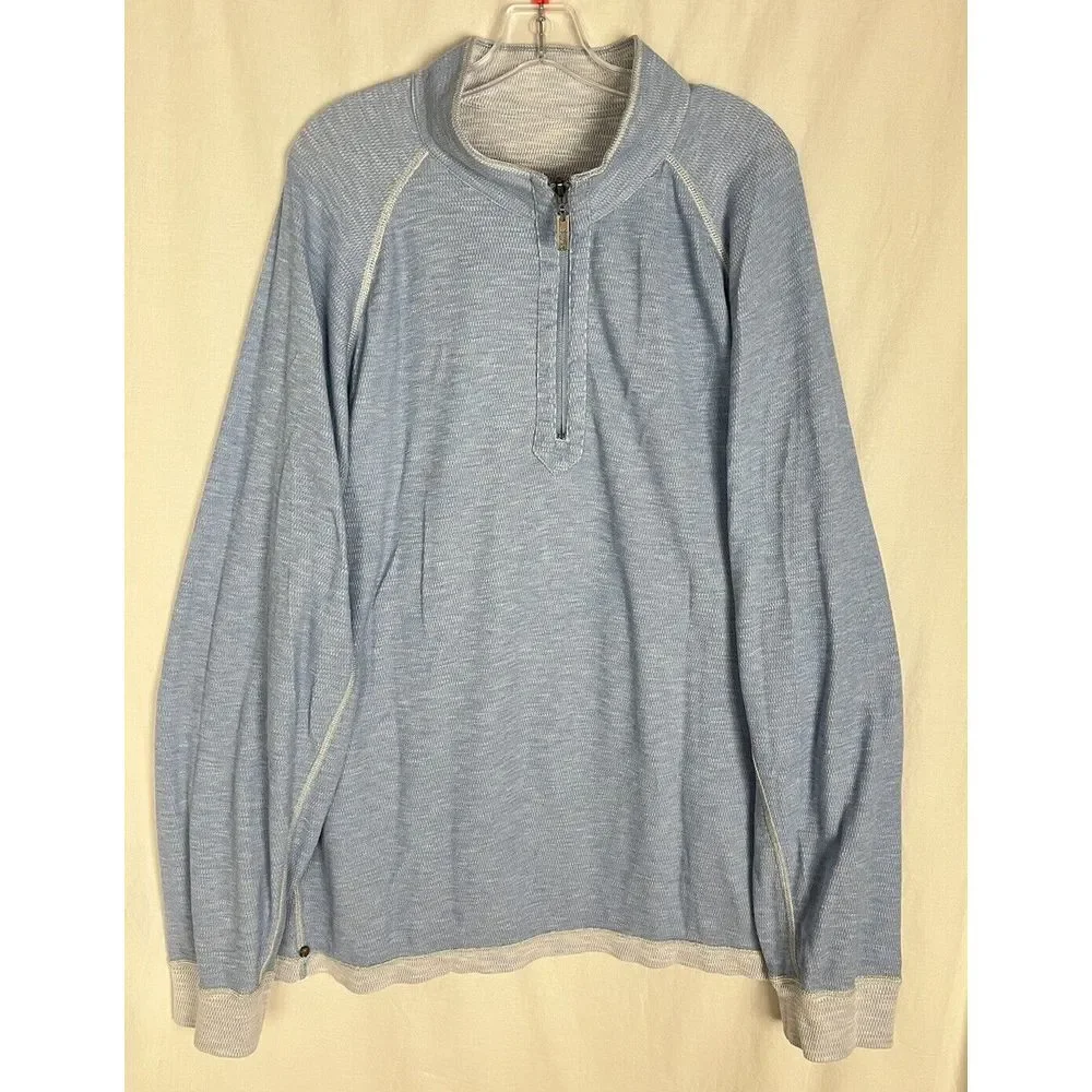 Tommy Bahama Barrier‎ Beach Sweatshirt Half Zip Reversible Mens XXL/TTG Blue